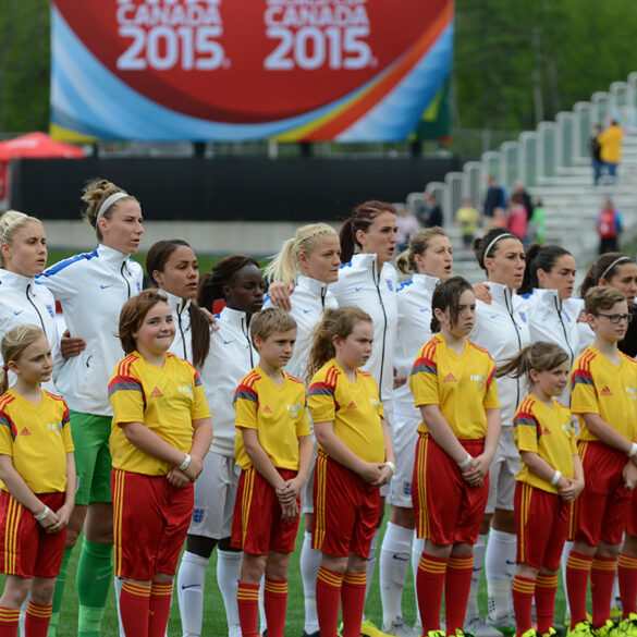 Starting lineup for England against France in the opening match of Group F during the 2015 FIFA Women's World Cup in Canada.