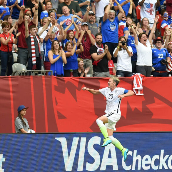 USA's Abby Wambach celebrates after scoring.