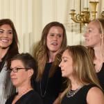 Becky: Why am I wearing sleeves? Alyssa: Dress code, Becky. Hope: Just smile, Becks.