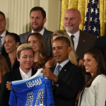 President Obama and his customized U.S. Women's National Team jersey.