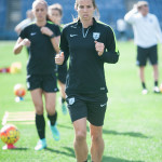 Tobin Heath warming up during pregame practice.