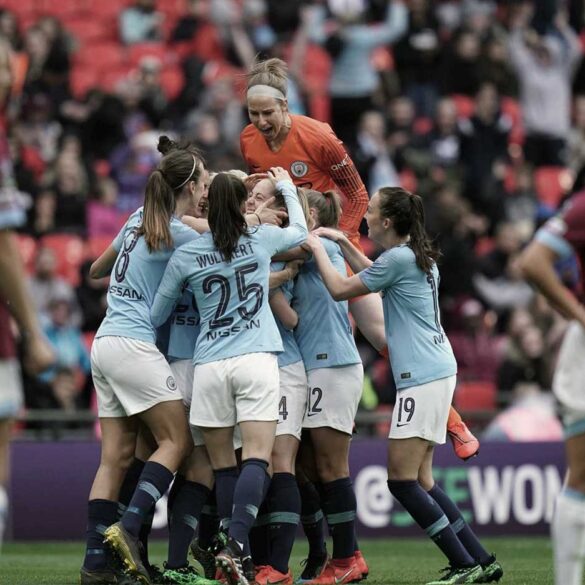 Manchester City celebrates winning the 2019 FA Cup. (Telegraph/PA)